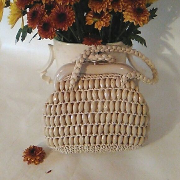 Vintage Italian Beaded Crocheted Bag - Picture 1 of 9